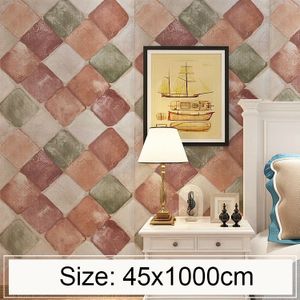 Kleurrijke steen voor steen creatieve 3D baksteen decoratie behang Stickers slaapkamer woonkamer muur waterdicht Wallpaper Roll  grootte: 45 * 1000cm