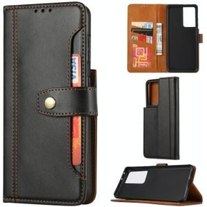 Voor Samsung Galaxy S30 Ultra Kalf Texture Double Fold Clasp Horizontale Flip Lederen case met Photo Frame & Holder & Card Slots & Wallet(Zwart)