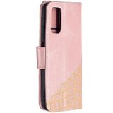 Voor Xiaomi Poco M3 matching kleur krokodil textuur horizontale flip pu lederen geval met portemonnee & houder > kaart slots (rose goud)