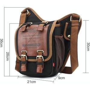 AUGUR 2136 Mannen Multi-functie Retro Canvas Knight Bag Schouder Schouder Messenger Crossby Bag (Zwart)