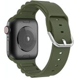 Business B stijl siliconen horlogeband voor Apple Watch Series 6  SE & 5 & 4 44mm / 3 & 2 & 1 42mm (donkergroen)