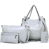 4 in 1 Dames Retro Handtas Fashion Grote Capaciteit Sub-Diagonal Bucket Bag (Light Grey)