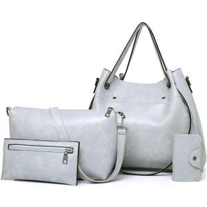 4 in 1 Dames Retro Handtas Fashion Grote Capaciteit Sub-Diagonal Bucket Bag (Light Grey)