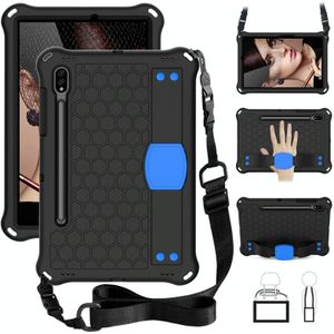 For Samsung Galaxy Tab S8 / Tab S7 Honeycomb Design EVA + PC Tablet Case with Strap(Black+Blue)