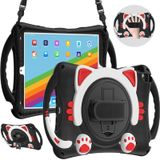 Leuke Cat King Kids Schokbestendige EVA beschermhoes met houder & schouderriem & handvat voor ipad 10.2 2020/2019 / pro 10 5 / lucht 10.5 (zwart rood)