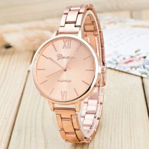 2 stks vrouwen grote Dial RVS fijne riem quartz horloge (Rose rood)