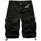 Zomer Multi-pocket Solid Color Loose Casual Cargo Shorts voor mannen (kleur: zwart maat: 38)