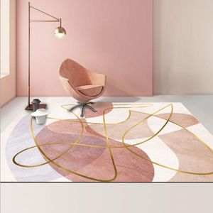 Modern Abstract Geometric Living Room Rug Coffee Table Cushion  Size: 80x120cm