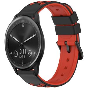 Voor Garmin Vivomove Sport 20 mm tweekleurige poreuze siliconen horlogeband (zwart + rood)