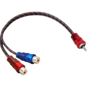 Auto AV Audio Video 2 Female naar 1 mannelijke koperen Extension kabel kabelboom  kabel lengte: 26cm