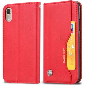 Knead huidtextuur horizontale Flip lederen case voor iPhone XR  met foto frame & houder & kaartsleuven & portemonnee (rood)