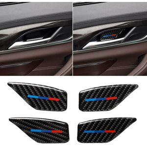 4 STKS auto Tricolor Carbon Fiber deur innerlijke handvat pols panel decoratieve sticker voor BMW 5 serie G38 528Li/530Li/540Li 2018