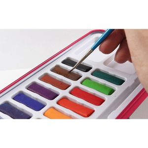 24 kleuren draagbare ijzer solide aquarel verven Verzamelbox voor Artist School Student buiten Water kleur schets schilderij briefpapier