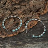 2 paar Geometrische Grote Cirkel Set Turquoise Oorbellen Retro C-vormige Oorringen(Wit)