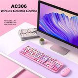 AULA AC306 104 toetsen retro draadloos toetsenbord + muis comboset (koffie kleurrijk)