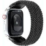 Nylon + leren gevlochten horlogeband voor Apple Watch Series 6 & SE & 5 & 4 44mm / 3 & 2 & 1 42mm  Maat:L(Zwart)