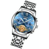 FNGEEN 4001 Heren niet-mechanisch horloge multi-functie Quartz Horloge  kleur: wit staal blauw oppervlak