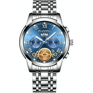 FNGEEN 4001 Heren niet-mechanisch horloge multi-functie Quartz Horloge  kleur: wit staal blauw oppervlak