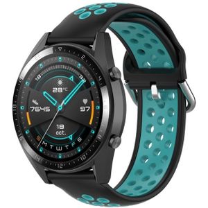 Voor Huawei Watch GT 46mm / 42mm 22mm Clasp Two Color Sport Polsband Watchband (Zwart + Mint Green)