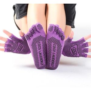Non-slip open vinger yoga sporthandschoenen + vijfvinger yoga sokken set  maat: n maat