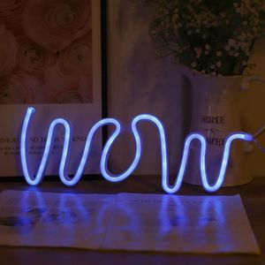 Wauw vorm LED Neon licht muur opknoping bar atmosfeer lichten (blauw licht)