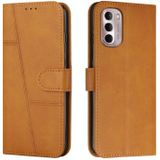 For Motorola Moto G Stylus 2022 4G Stitching Calf Texture Buckle Leather Phone Case(Yellow)