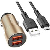 BOROFONE BZ19 Wisdom dubbele USB-poorten autolader met USB naar micro-USB-kabel