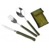 Draagbare mini servies set buiten gereedschap vouwen bestek set met lepel vork messen voor camping picknick roestvrijstaal (groen)