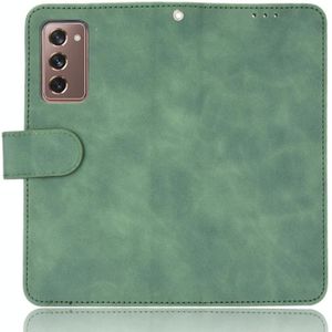 Voor Samsung Galaxy Z Fold2 5G Solid Color Skin Voel Magnetische gesp horizontale flip kuittextuur PU Lederen case met Holder & Card Slots & Wallet(Groen)