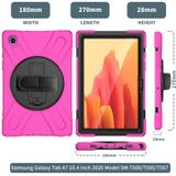 Voor Samsung Galaxy Tab A7 10.4 2020 T500 / T505 Schokbestendige kleurrijke siliconen + pc-beschermhoes met houder  schouderriem  handriem en screenprotector (rose rood)