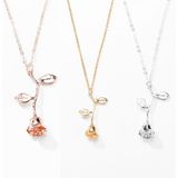 2 stk Valentines Day Gift Rose bloem hanger sieraden Chain ketting  ketenlengte: 45cm (Rose goud)