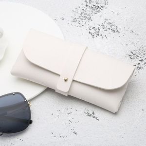 Fashion Portable Bril Case Magnetic PU lederen opvouwbare bril doos voor eyeglass oversized zonnebril (wit)