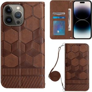 Voor iPhone 14 Pro Max Crossbody Football Texture Magnetische PU-telefoonhoes