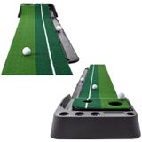 PGM Golf Putting Mat Push-Rod Trainer 2.5 m  met drie zachte ballen & drie Bicolor ballen  zonder Auto bal terugkeer Fairway (groen)