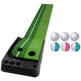 PGM Golf Putting Mat Push-Rod Trainer 2.5 m  met drie zachte ballen & drie Bicolor ballen  zonder Auto bal terugkeer Fairway (groen)