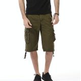 Zomer Multi-pocket Solid Color Loose Casual Cargo Shorts voor mannen (kleur: leger groene grootte: 34)