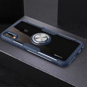 Scratchproof TPU + acryl ring beugel beschermende case voor Huawei P20 Lite (marineblauw)