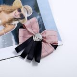 Vrouwen Diamond Pearl meerlaagse lint Bow-knoop Bow tie kleding accessoires (zwart)