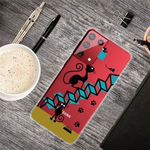 Voor Samsung Galaxy S30 Plus schokbestendig geschilderd transparante TPU beschermhoes (Trap kat)