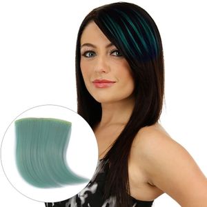 Kleur verloop onzichtbare naadloze haarverlenging pruik stuk recht haar stuk kleur pony haar stuk (fluorescerende groen licht)