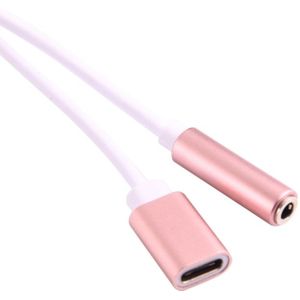 USB-C / Type-C Male naar 3.5mm Female & Type-C Female Audio Adapter  Voor Samsung Galaxy S8 & S8 PLUS / LG G6 / Huawei P10 & P10 Plus / Xiaomi Mi6 & Max 2 nl andere Smartphones (Rose Goud)