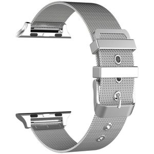 Voor Apple Watch Series 5 & 4 44mm/3 & 2 & 1 42mm Milanese roestvrijstalen dubbele gesp horlogeband (zilver)
