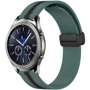 Voor Samsung Gear S3 Classic 22 mm opvouwbare magnetische sluiting siliconen horlogeband (olijfgroen + zwart)