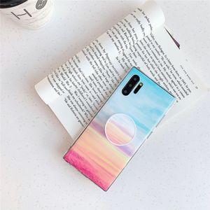 TPU glad Gemarmerde IMD mobiele telefoon geval met opvouwbare beugel voor Galaxy Note 10 + (Rainbow A16)