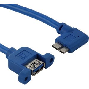 90 Graden linkse hoek USB 3.0 Micro-B mannetje naar USB 3.0 vrouwtje OTG kabel voor Tablet / Portable harde schijf  Lengte: 30cm (blauw)