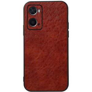 For OPPO A76 Accurate Hole Crazy Horse Texture PU Phone Case(Coffee)
