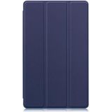 Voor Samsung Galaxy Tab A7 Lite T225 Custer Patroon Pure Kleur Horizontale Flip Lederen Hoesje met Drie-opvouwbare Houder (Donkerblauw)