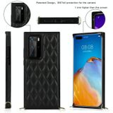 Voor Huawei P40 Pro Elegant Rhombic Pattern Microfiber Leather + TPU Shockproof Case met Crossbody Strap Chain (Black)