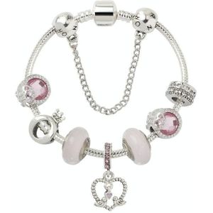 SL85 Gekleurde glazuur groot gat bead armband legering roze serie liefde vogel hanger armband  maat: 19cm