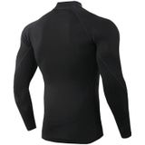 Heren hoge hals fitness atletisch hardloopshirt met lange mouwen stretch sneldrogend opstaand sweatshirt  maat: S (TC57 groene lijn op zwart)